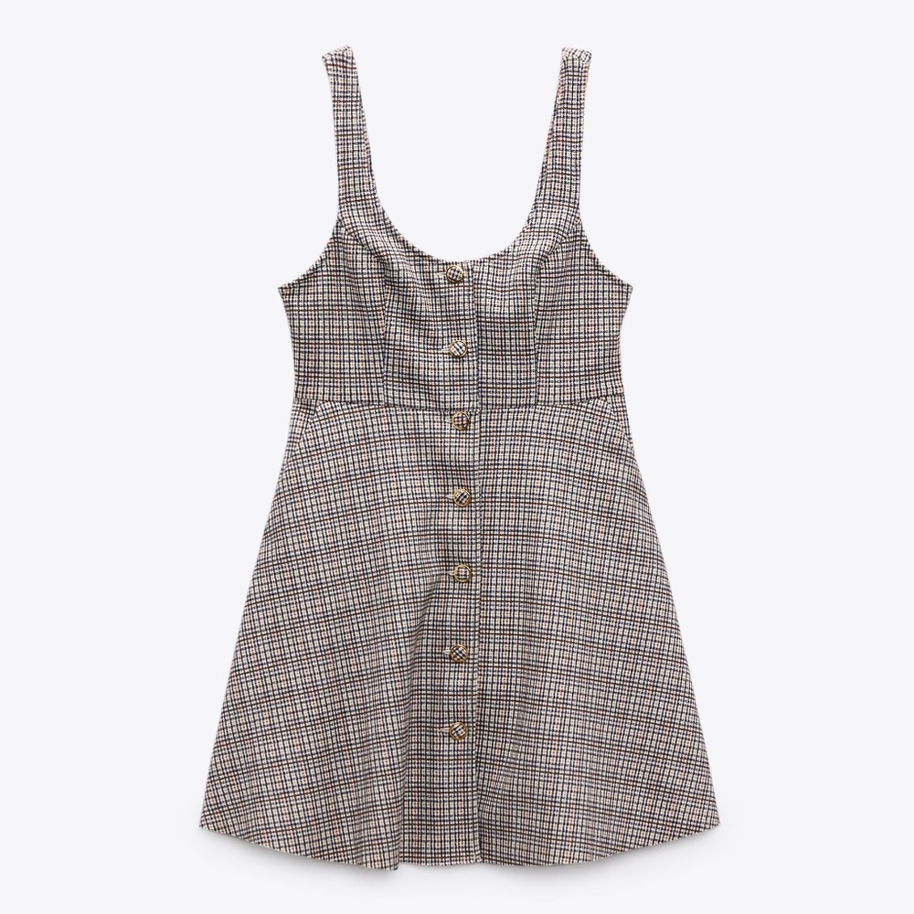 Zara Faux Suede Plaid Pocket Dress